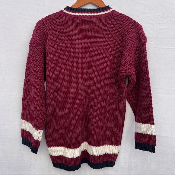 Jamie Scott Chunky Knit Pullover Sweater Women’s Size Small Burgundy VTG - Picture 11 of 13